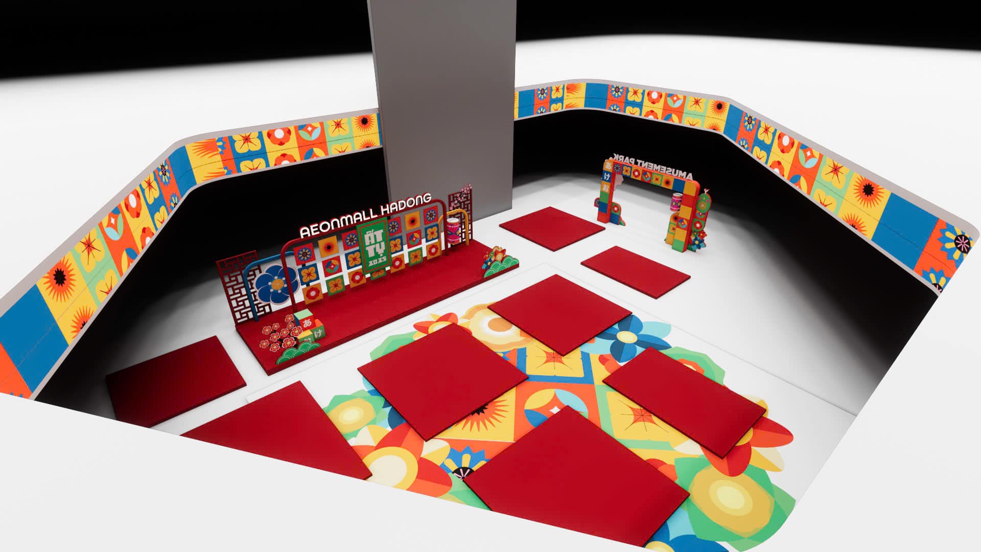 mockup decor tổng thể khu vực sự kiện